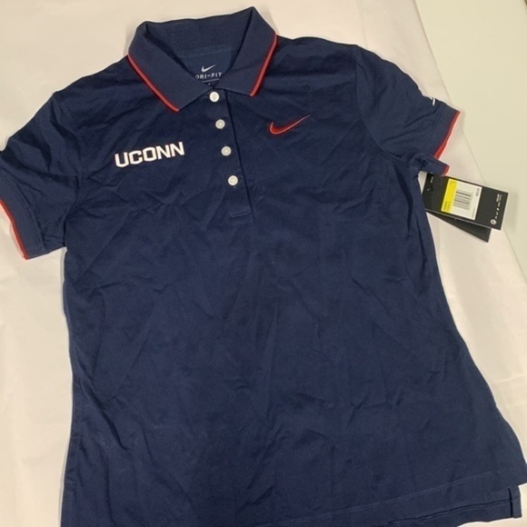 Nike Tops - Nike Dri fit UConn Navy Blue Athletic Women’s Short Sleeve Polo Style S NWT NEW